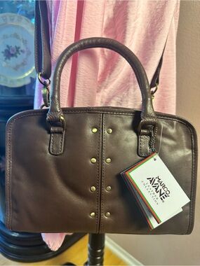 Marco Avane Brown Leather -Satchel/Shoulder/Crossbody Bag New with tags